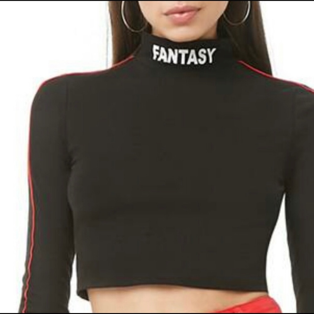 Forever 21 cropped mock neck Fantasy graphic